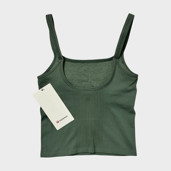 lululemon athletica Tops - Lululemon Ebb to Street Scoop Neck Cropped Tank Top - Grey Eucalyptus, Size 4